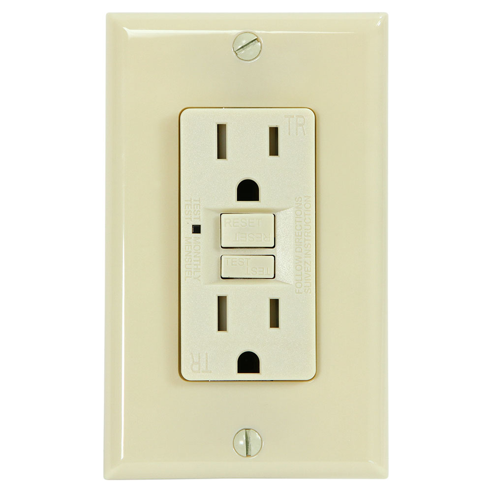 15 Amp GFCI Receptacle Duplex Outlet Protection, Ivory - G1315TRIV 