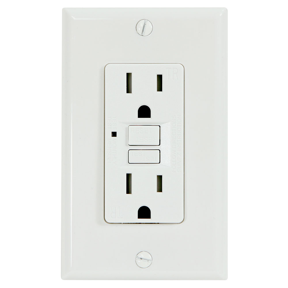 15 Amp GFCI Receptacle Duplex Outlet Protection, White - G1315TRWH 