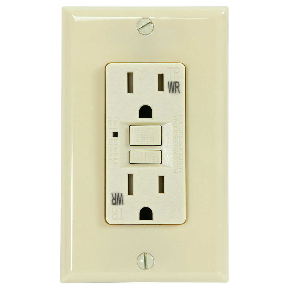 15 Amp GFCI Weather Resistant Outdoor Receptacle Duplex Outlet, Ivory - G1415TWRIV 