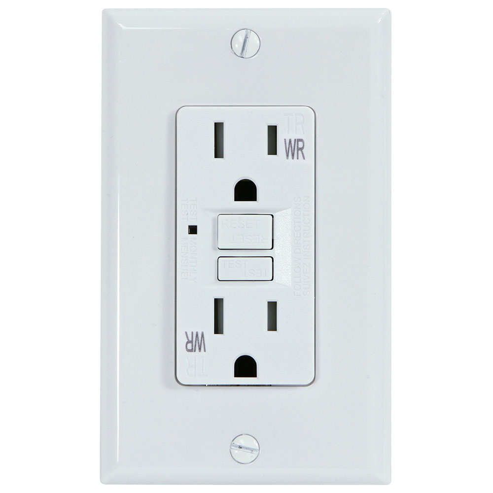 15 Amp GFCI Weather Resistant Outdoor Receptacle Duplex Outlet, White -G1415TWRWH