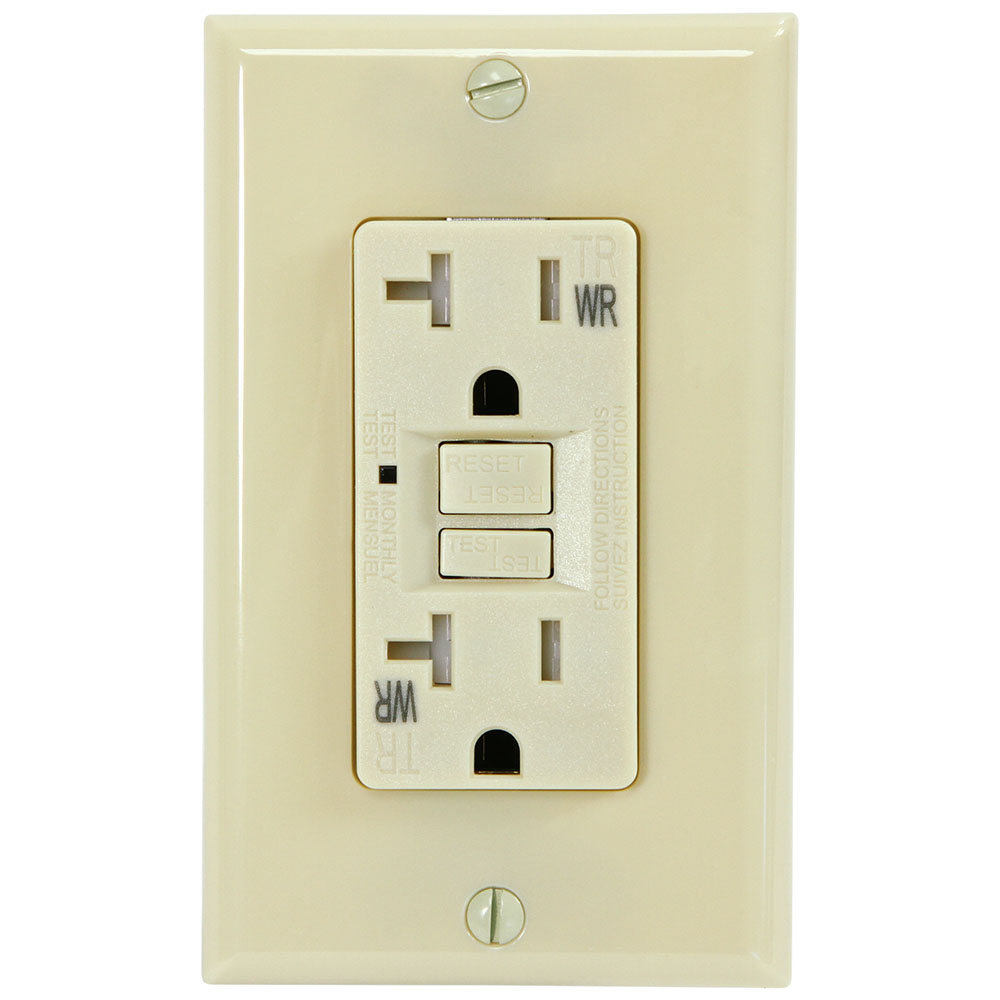 20 Amp GFCI Weather Resistant Outdoor Receptacle Duplex Outlet, Ivory - G1420TWRIV