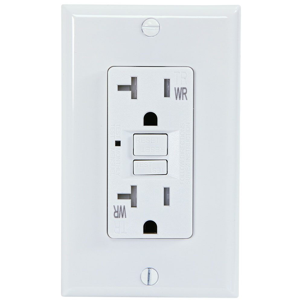 20 Amp GFCI Weather Resistant Outdoor Receptacle Duplex Outlet, White - G1420TWRWH 