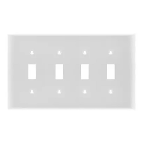 4 Gang Wall Plate Standard Size Toggle Switch, White - P8534WH