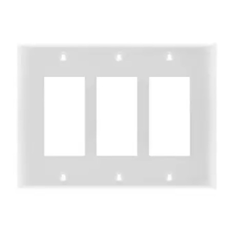 3 Gang Wallplate Standard Size Decorator Switch, White - P8535WH