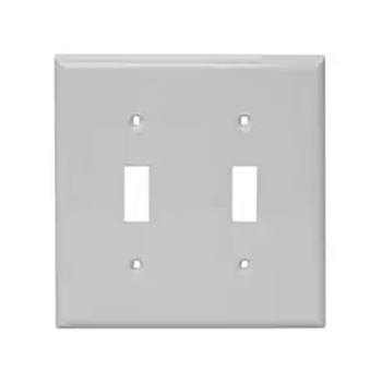 2 Gang Wall Plate Standard Size Toggle Switch, White - P8537WH