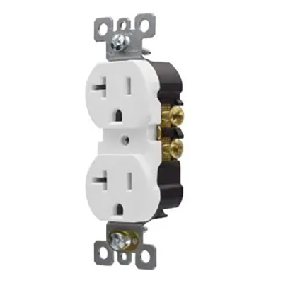 Duplex Receptacle 20 Amp 2-Pole, 3-Wire Self Grounding & Tamper Resistant, White - R820TRWH