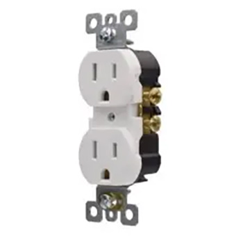 Decorator Receptacle 15 Amp 2-Pole, 3-Wire Self Grounding & Tamper Resistant, White - R915TRWH