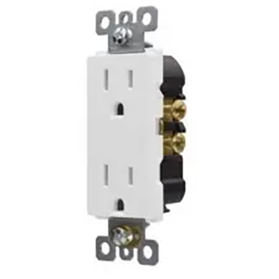 Decorator Receptacle 20 Amp 2-Pole, 3-Wire Self Grounding & Tamper Resistant, White - R920TRWH